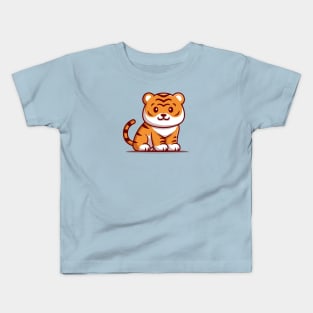 Cute Tiger Sitting Cartoon Kids T-Shirt